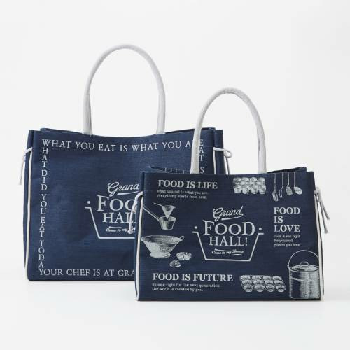 グラホ エコバッグ 小 ネイビー紺 イラスト G Grand Food Hall Official Online Store グランドフードホール 公式オンラインストア