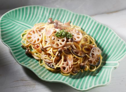 蓮根とベーコンの和風パスタ